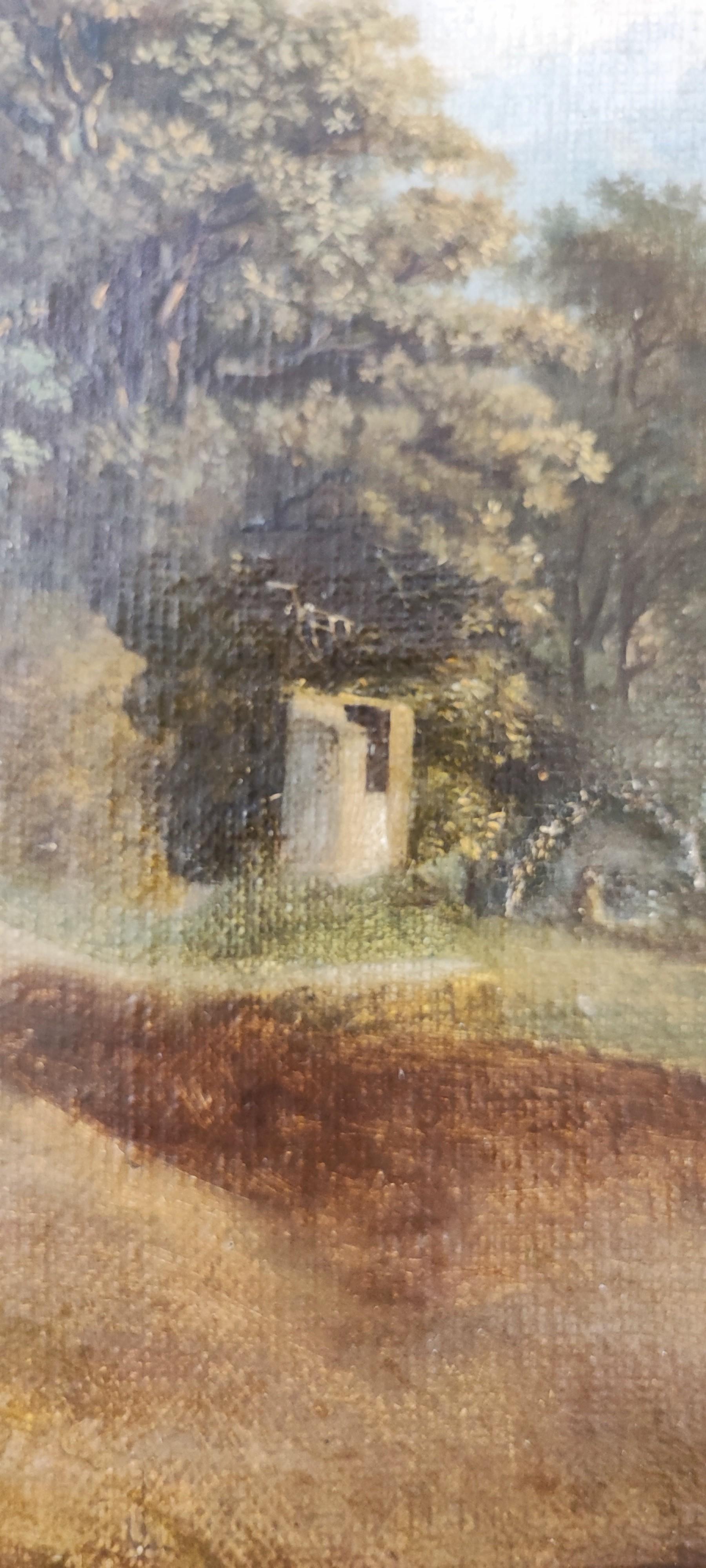 Paesaggio alla cascata - Landscape Painting Nero di Unknown