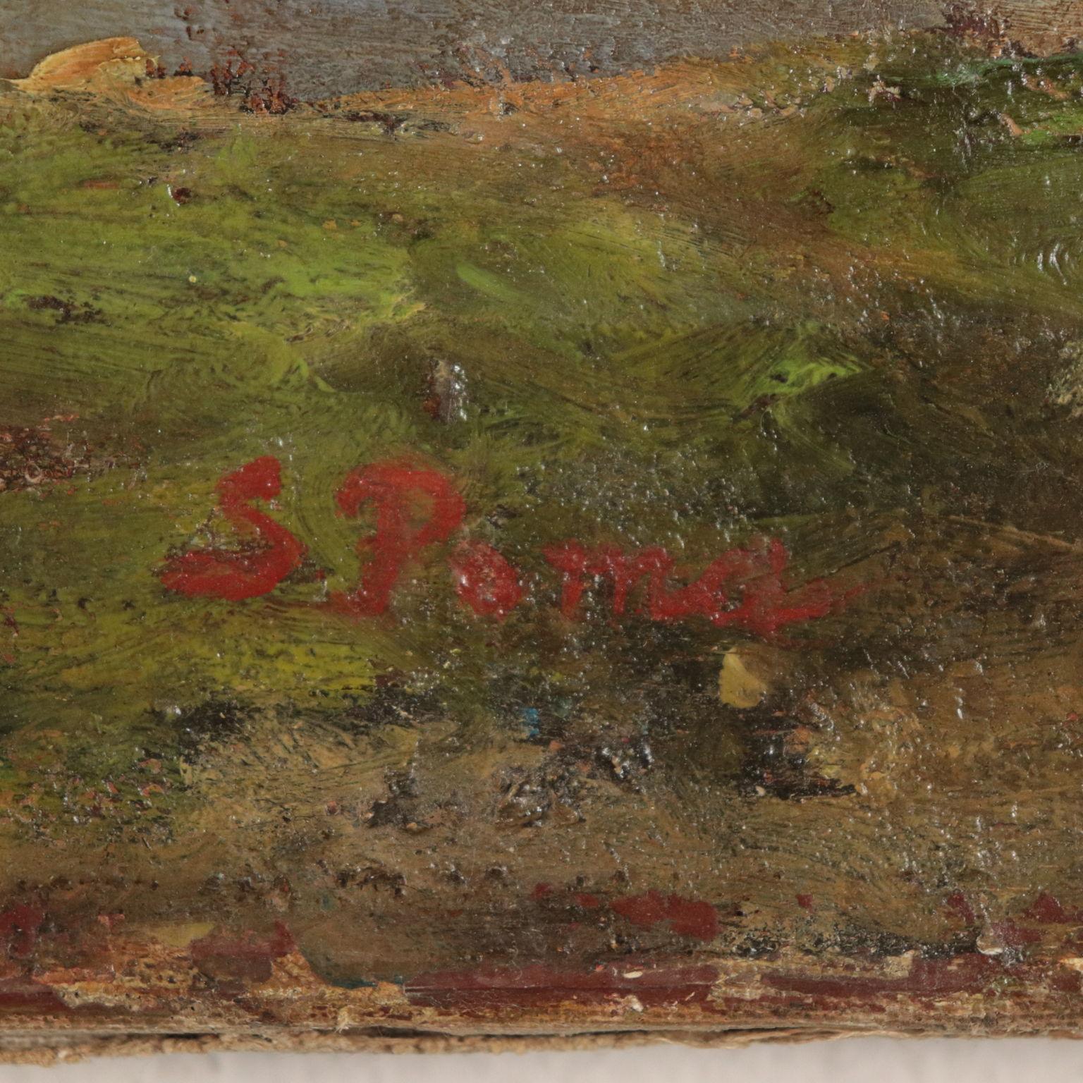 Landscape attributable to Silvio Poma, Oil on Canvas, 19th Century 1