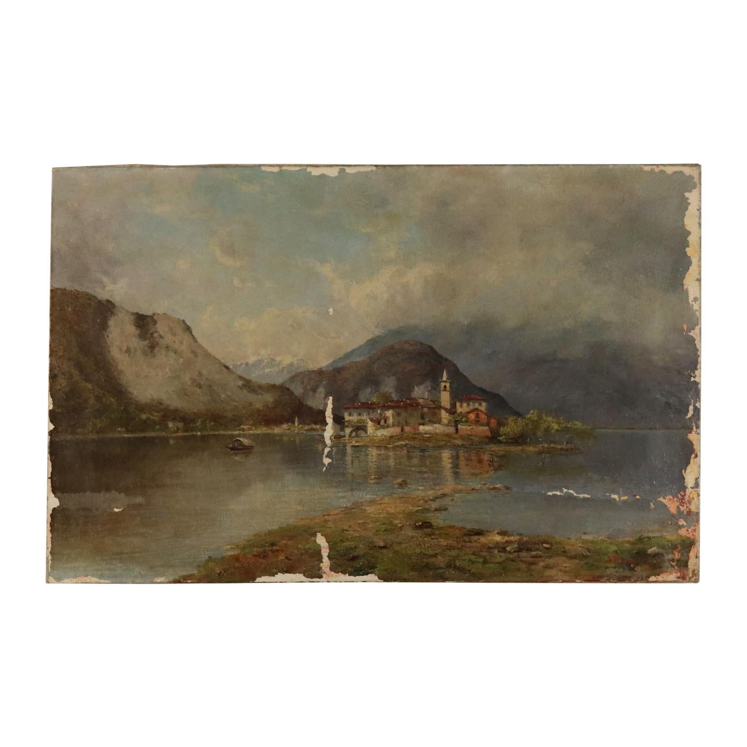 Unknown Landscape Painting - Landscape attributable to Silvio Poma, Oil on Canvas, 19th Century