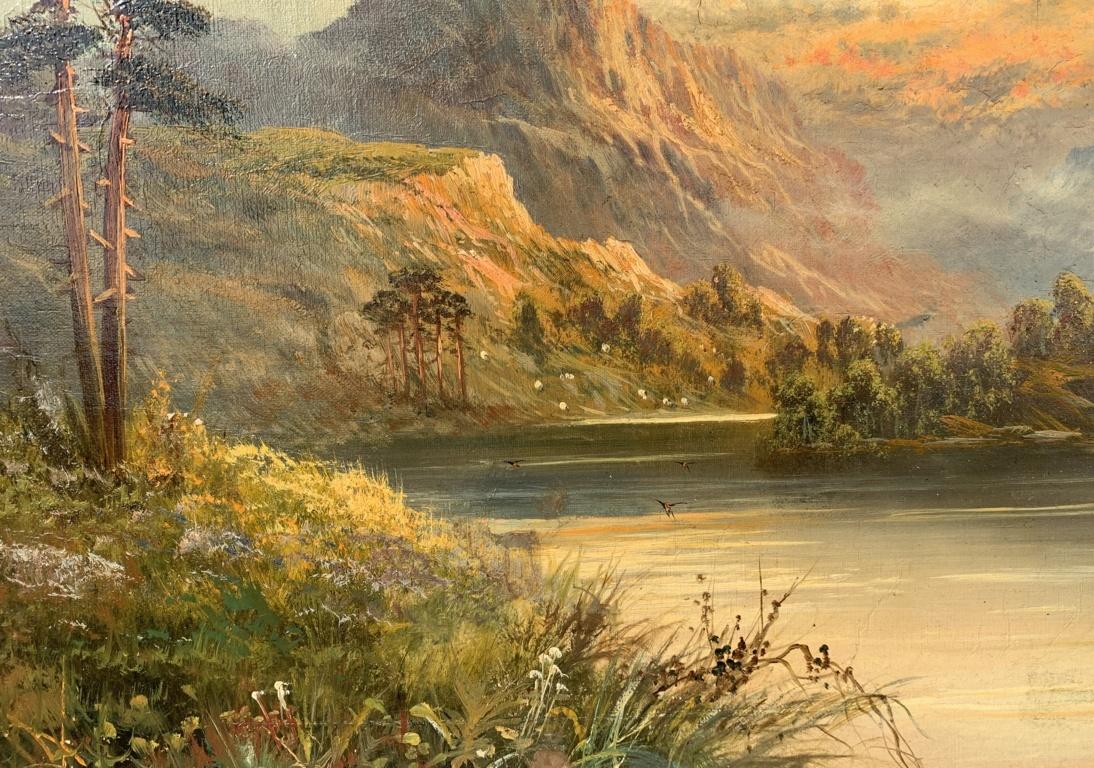 Landscape continental painter - Late 19th century painting - Mountain river view - Naturalistic Painting by Unknown