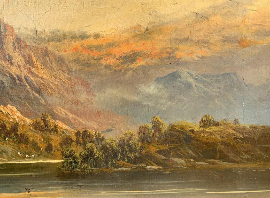 Landscape continental painter - Late 19th century painting - Mountain river view For Sale 1