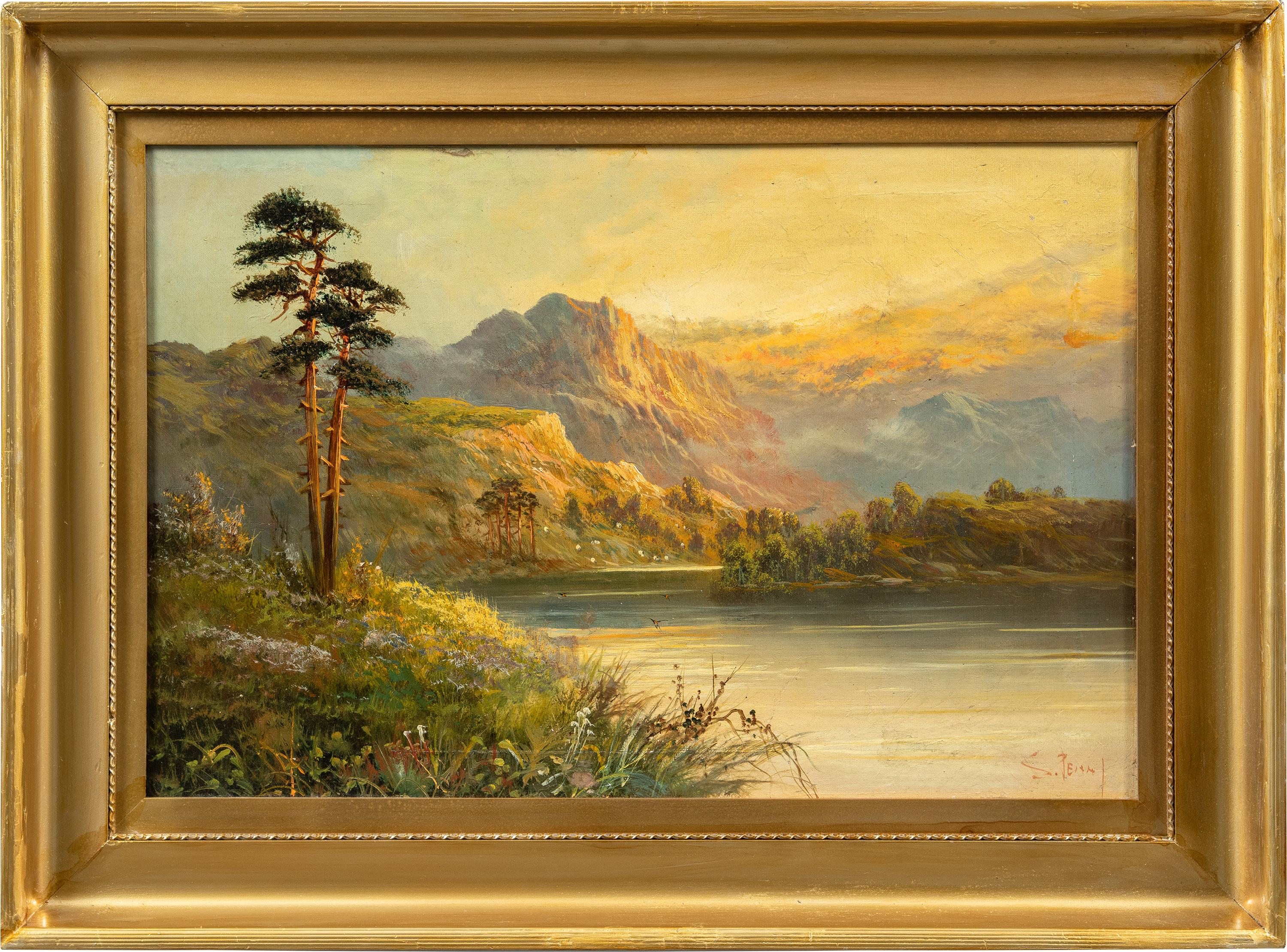 Unknown Figurative Painting - Landscape continental painter - Late 19th century painting - Mountain river view