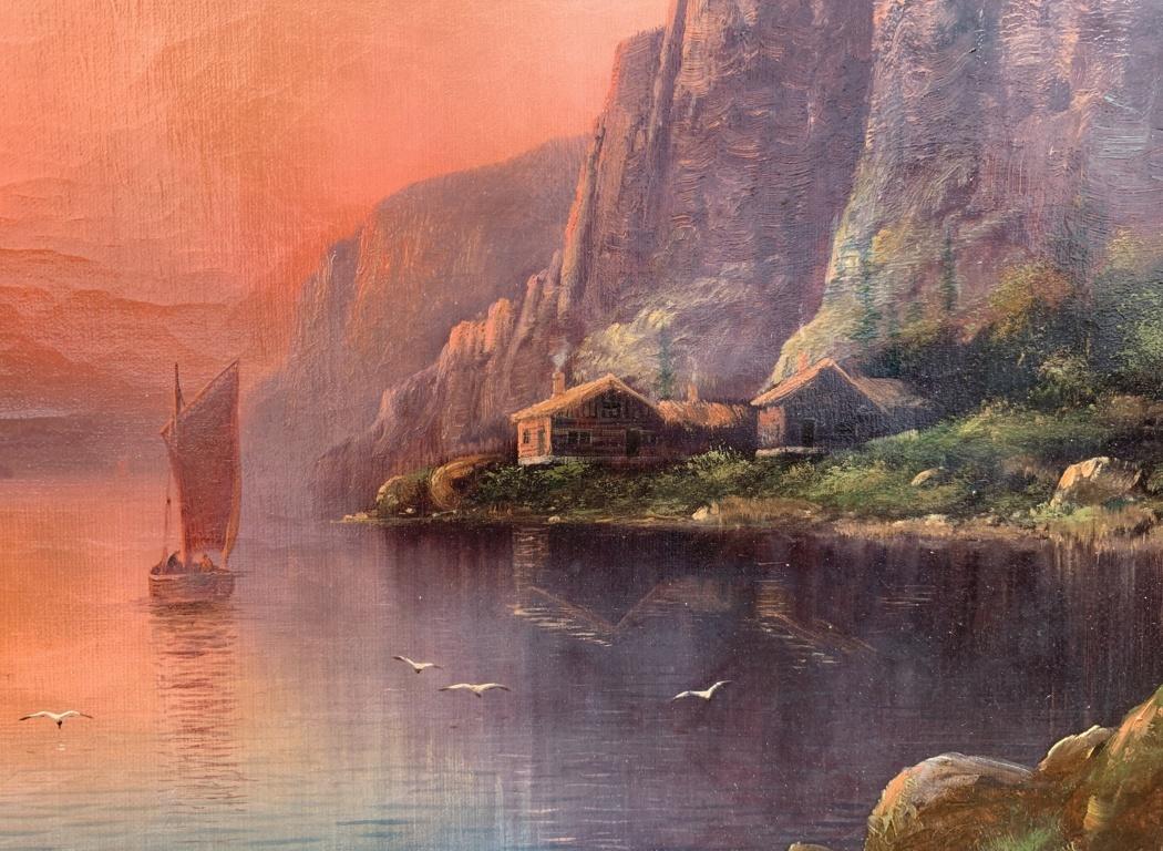 Nils Christiansen (Danish painter) - 19th century landscape painting - Sunset For Sale 1