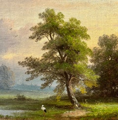 Teich- und Feldlandschaft nach dem Regen mit dem Titel "Kraniche nach dem Regen".