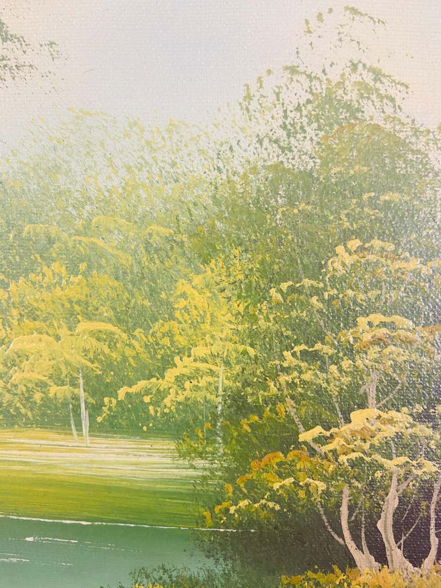 Landscape Oil on Canvas Framed Painting Signed Artist Bowen For Sale 4