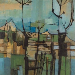 Paisaje, Pintura al óleo de los años 50. Amigo de John Minton en el Soho, Londres