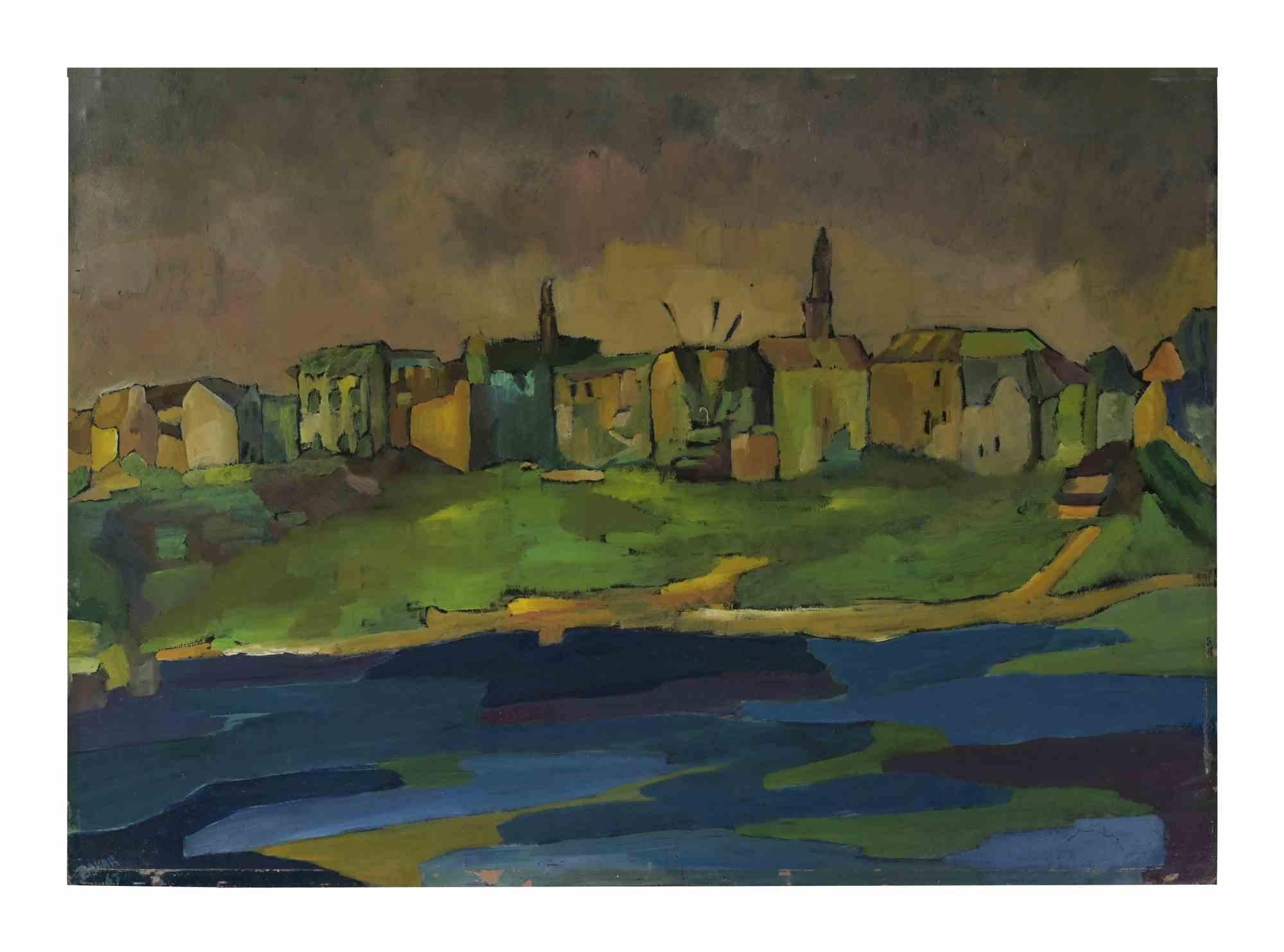 Landscape Painting di Unknown - Paesaggio - Pittura ad olio - Anni '70