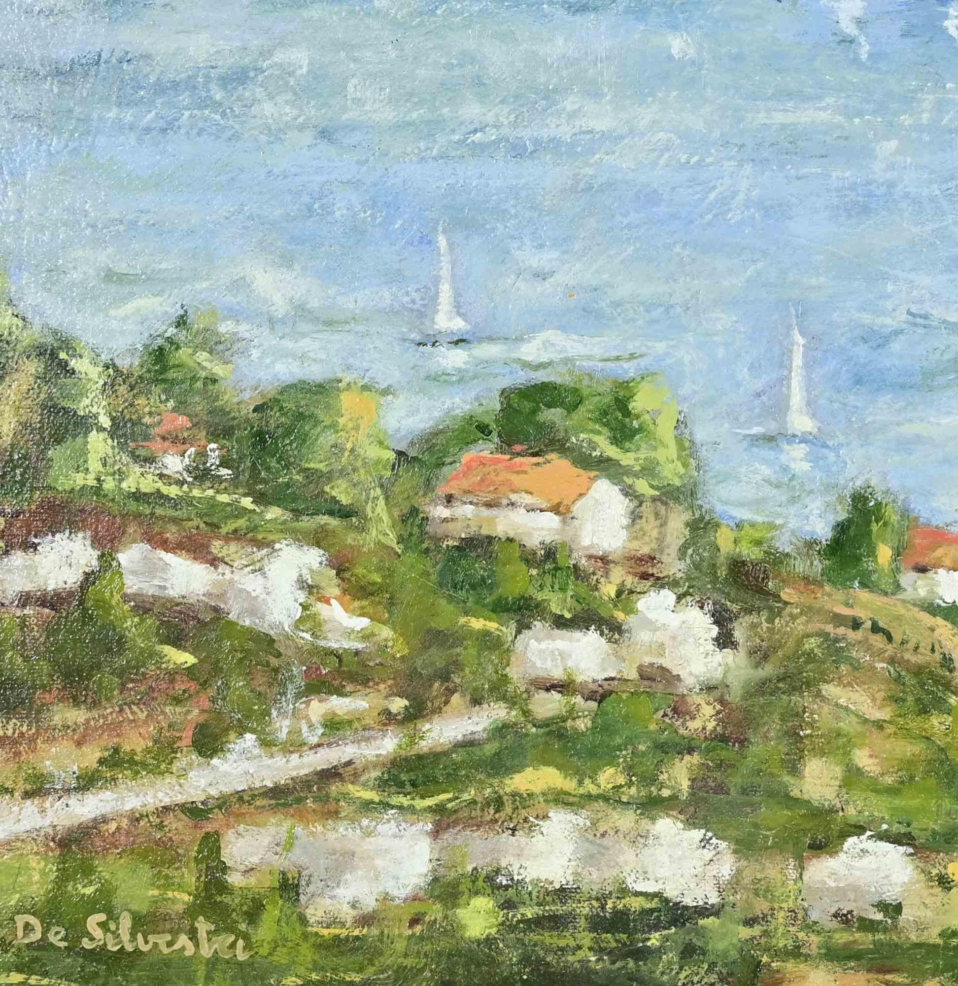 Landschaft - Ölgemälde - 1990er Jahre (Zeitgenössisch), Painting, von Unknown