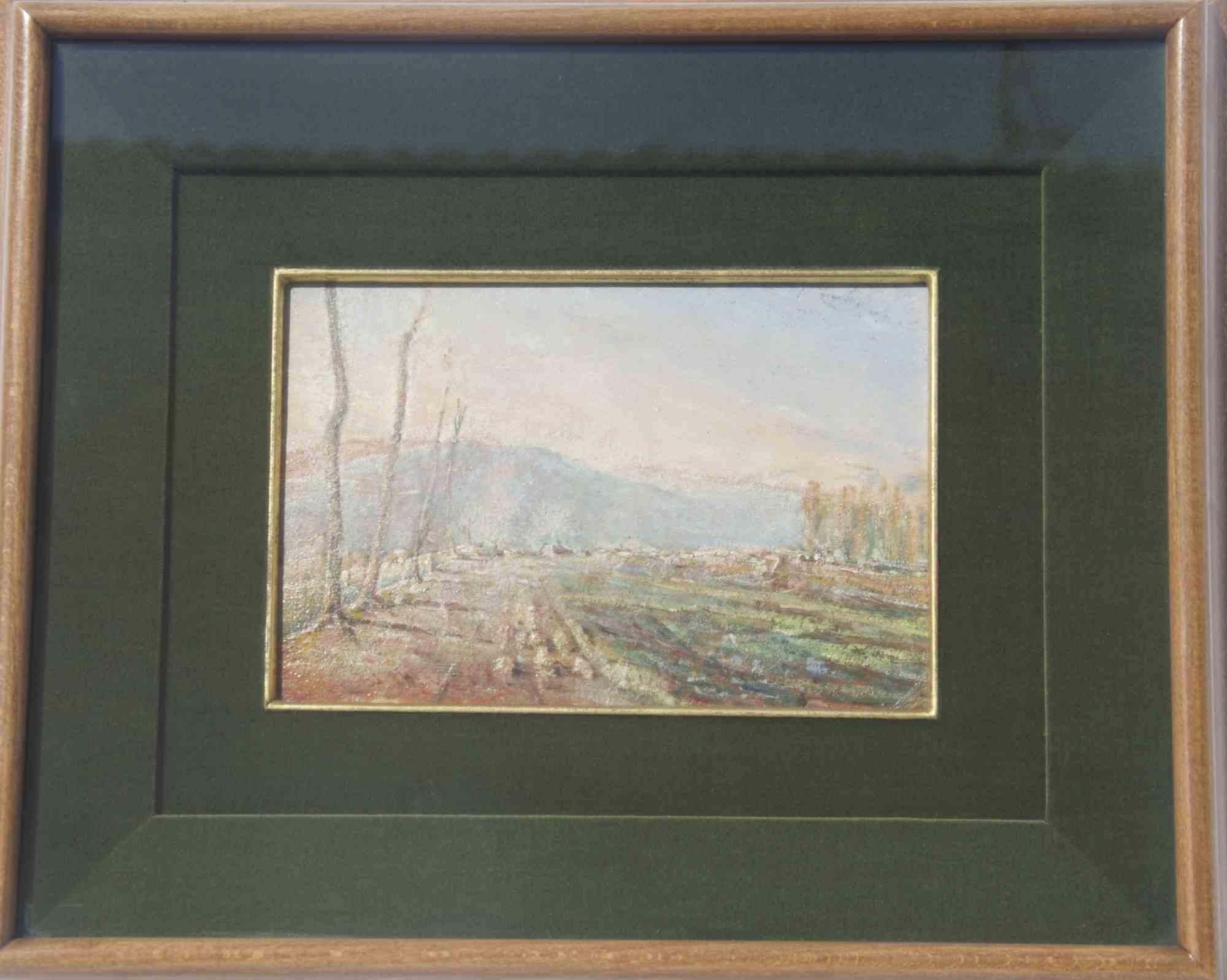Landschaft – Ölgemälde von Amos Cassioli – 19. Jahrhundert