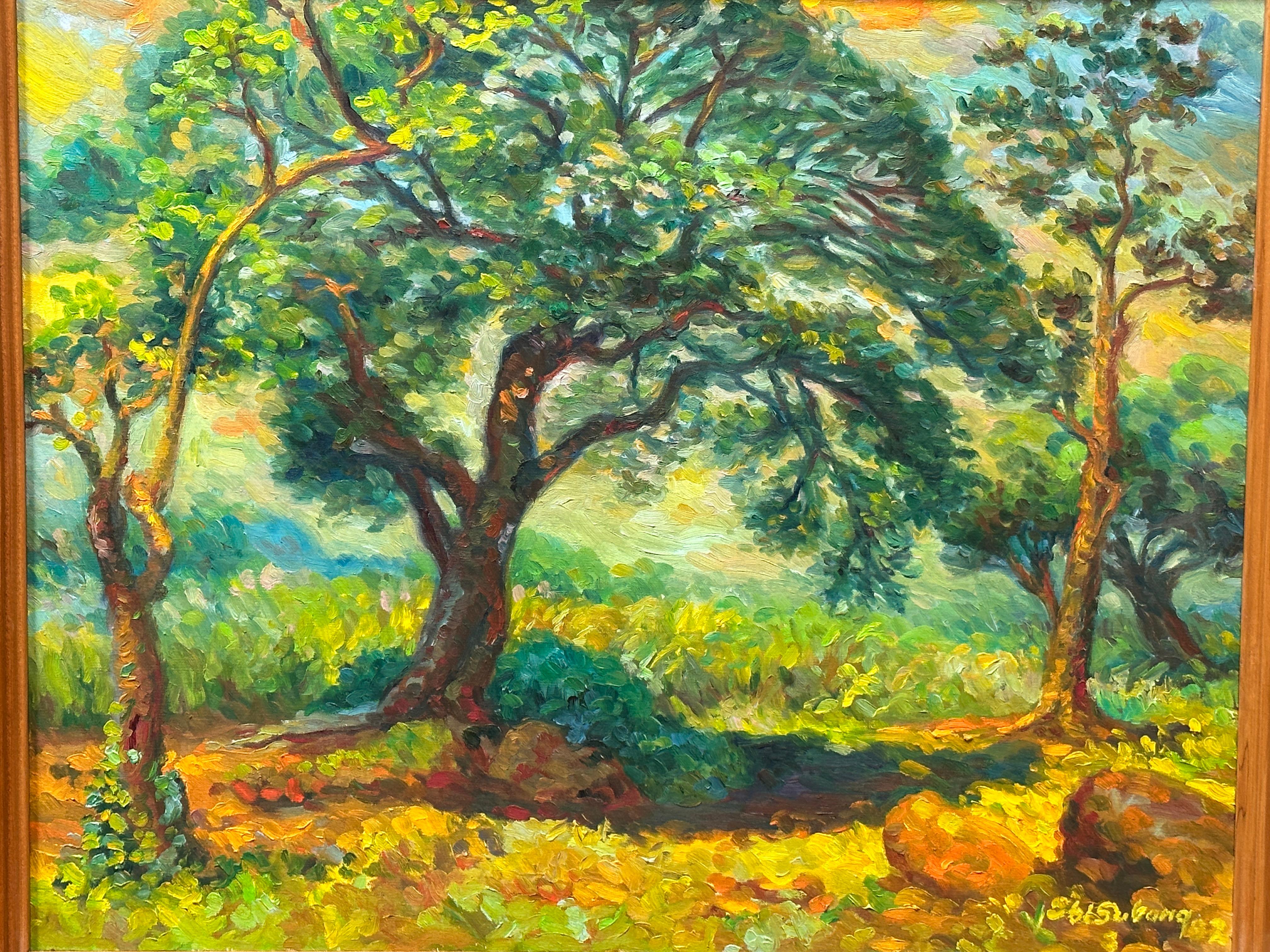 Paesaggio luminoso dipinto ad olio da un artista filippino - Painting Puntinismo di Unknown