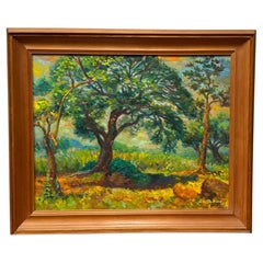 Paesaggio luminoso dipinto ad olio da un artista filippino