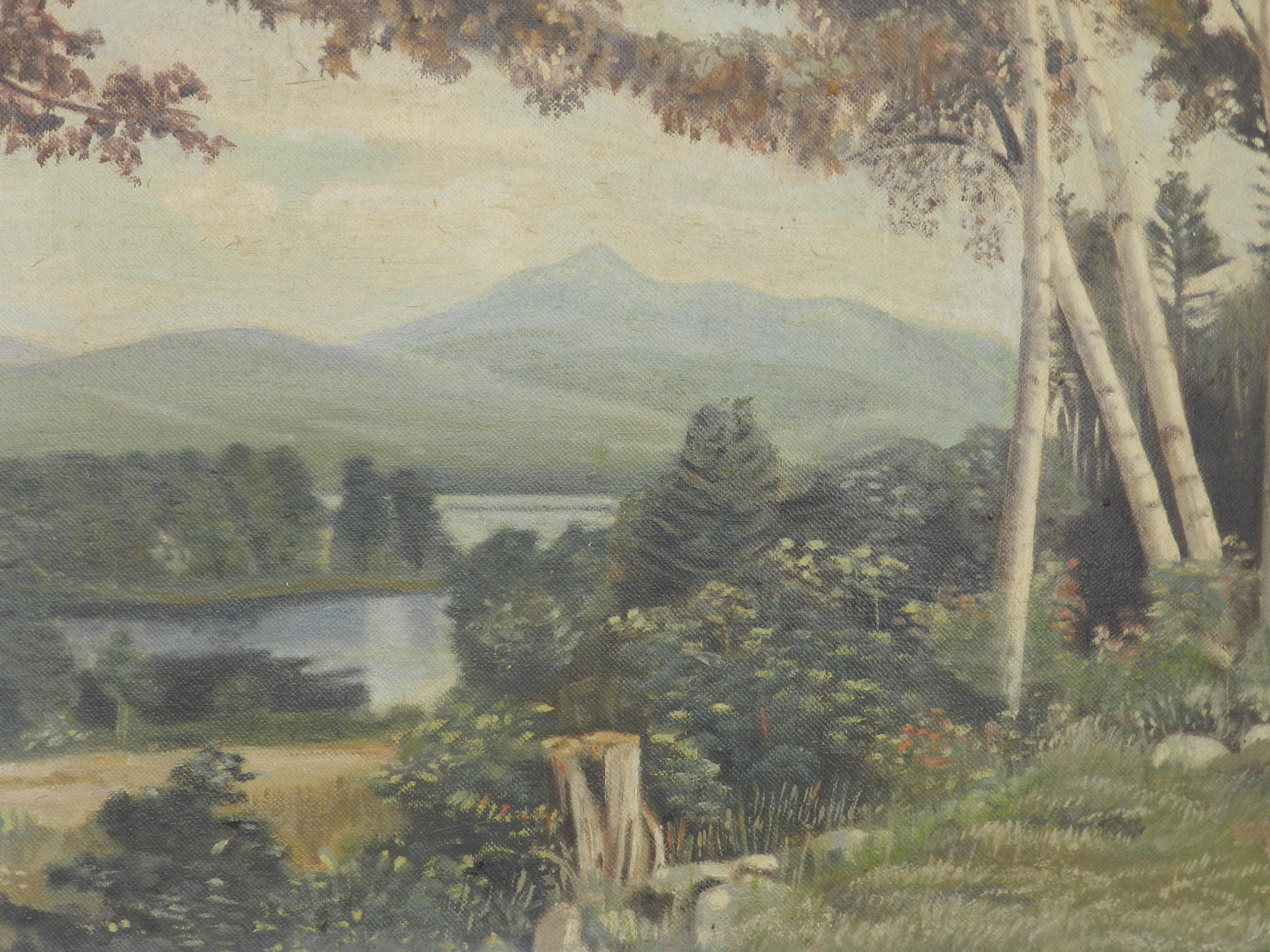 Landschaft Ölgemälde signiert Doris Holt Amerikaner Mitte des Jahrhunderts – Painting von Doris Holt Hauman