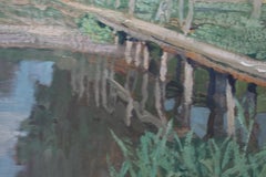 Landschaft Ölgemälde, Vintage gerahmt Französisch Impressionist Bauernhaus Kunst