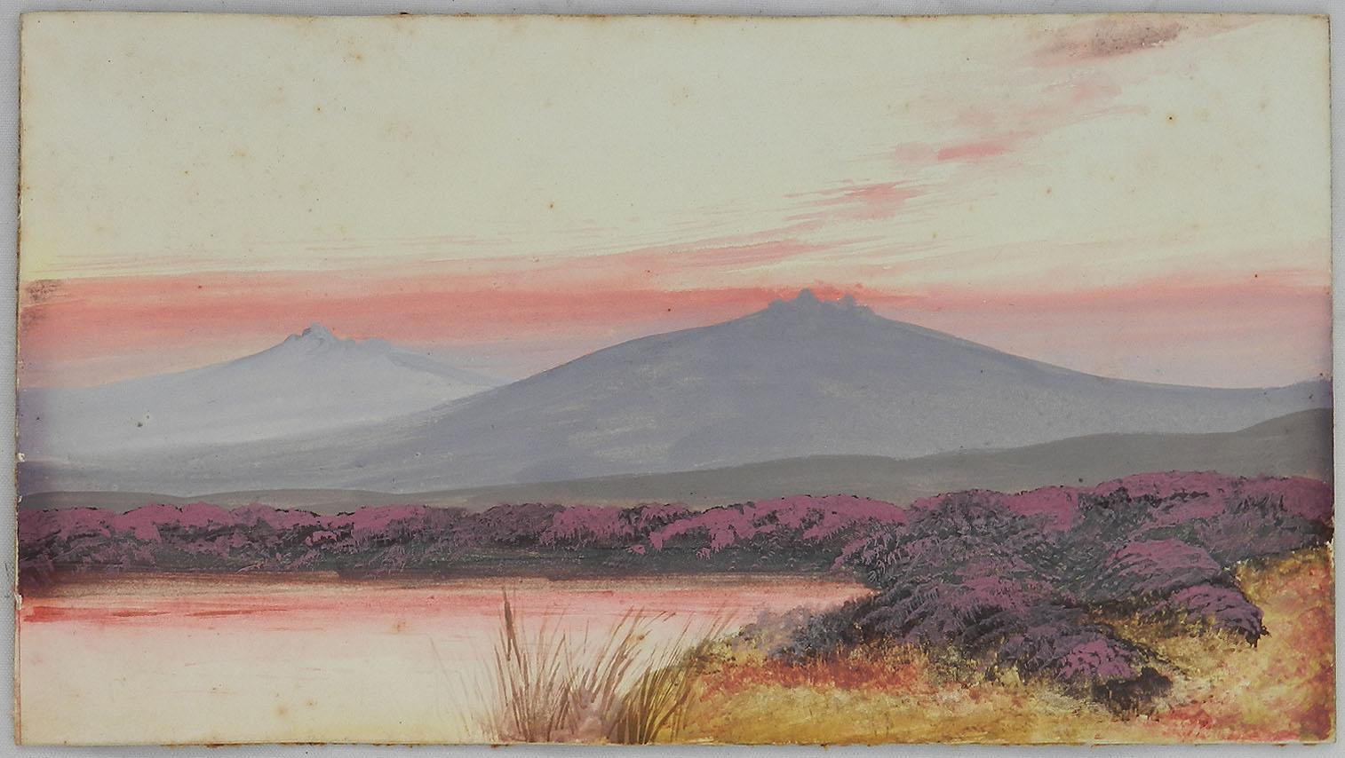 Peinture de paysage britannique de Dartmoor du début du 20e siècle  - Marron Landscape Painting par Unknown