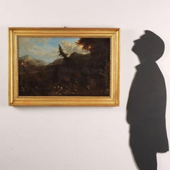 Landscape painting with figures, XVIIIth century