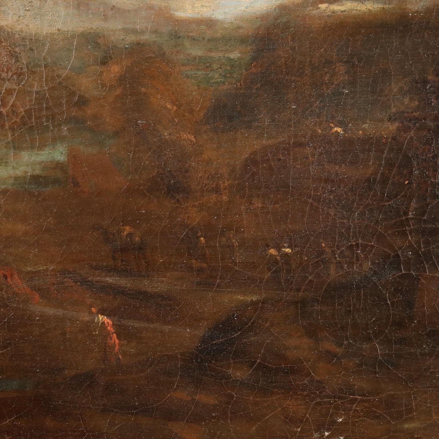 Landscape painting with figures, XVIIIth century For Sale 2