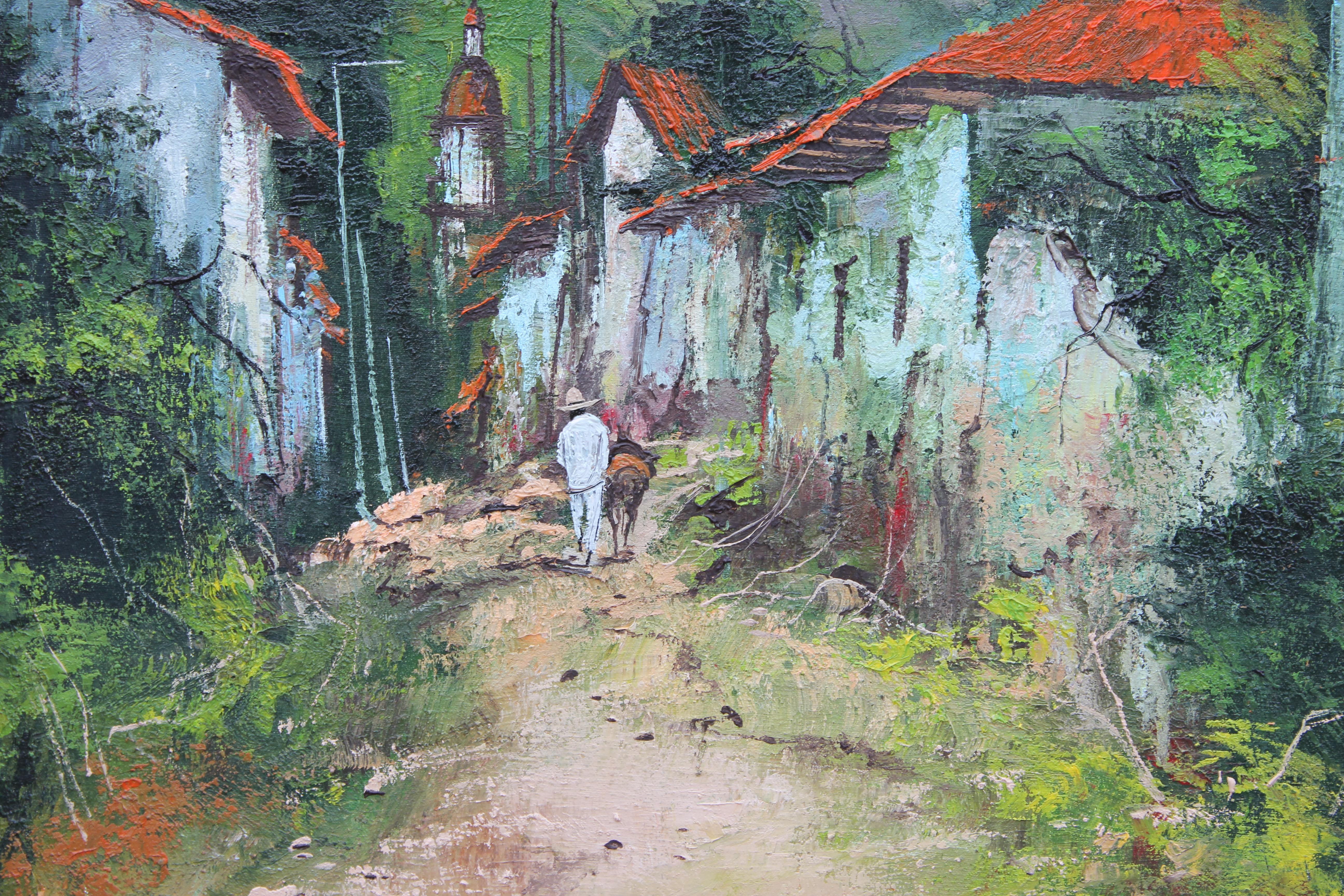 Landscape View of a South American Town - Impressionist Painting by Unknown