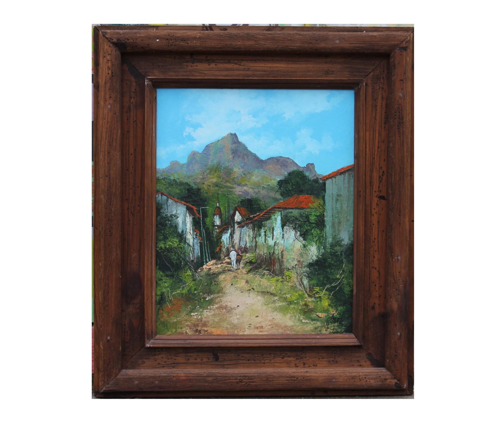 Unknown Landscape Painting - Landscape View of a South American Town