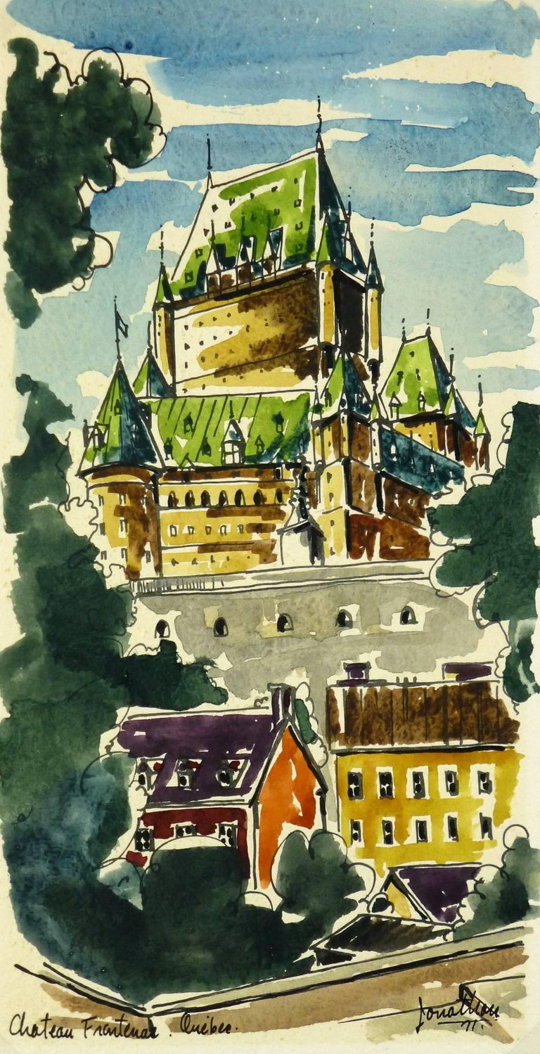 Unknown Landscape Watercolor Le Château Frontenac Quebec