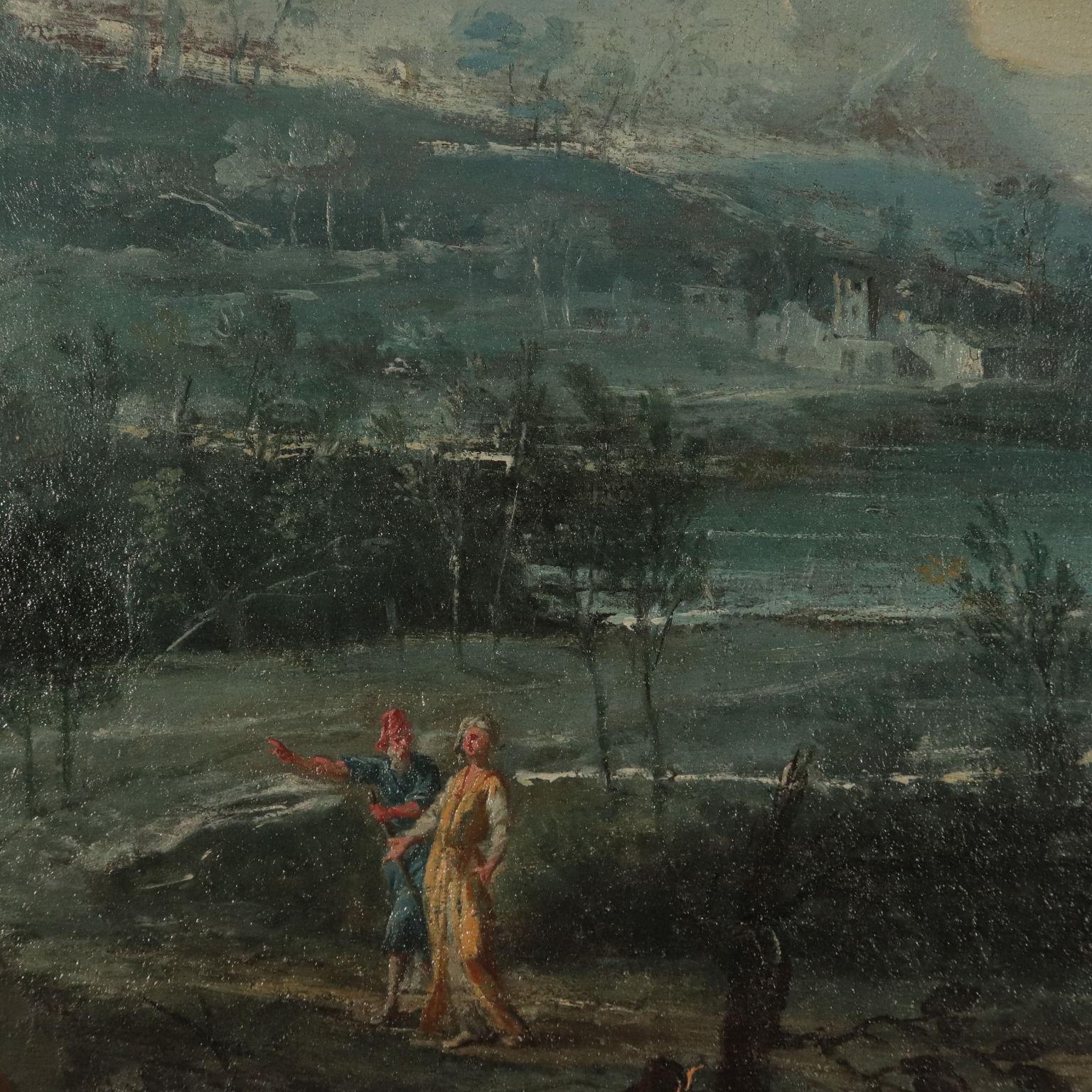 Landscape with Architecture and Figure, 18th Century. Allegory of Life in a Vill 1