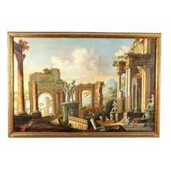 Paisaje con arquitectura Óleo sobre lienzo Italia Siglo XX