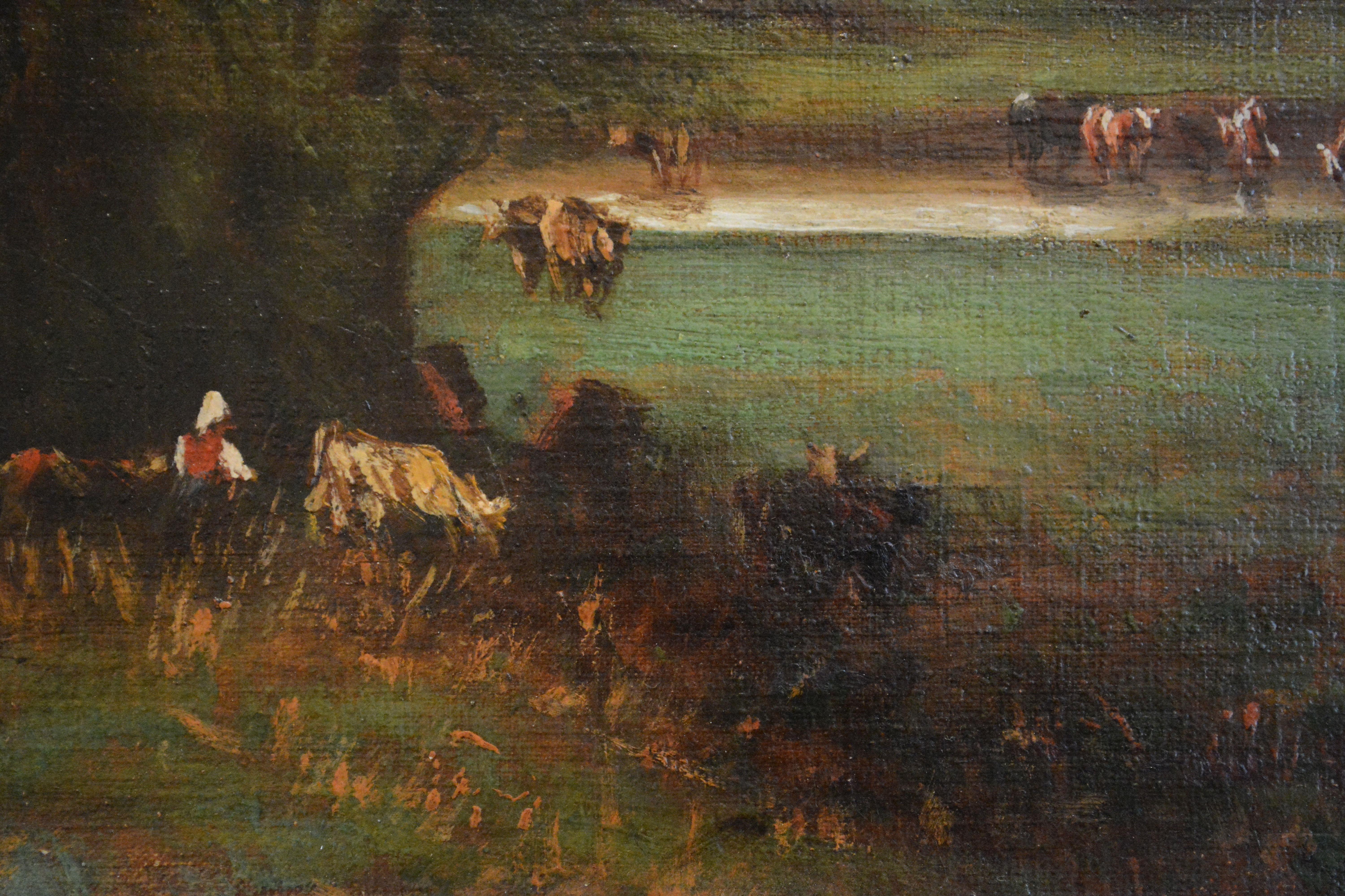 Landscape with Cows - Academic Painting by Unknown