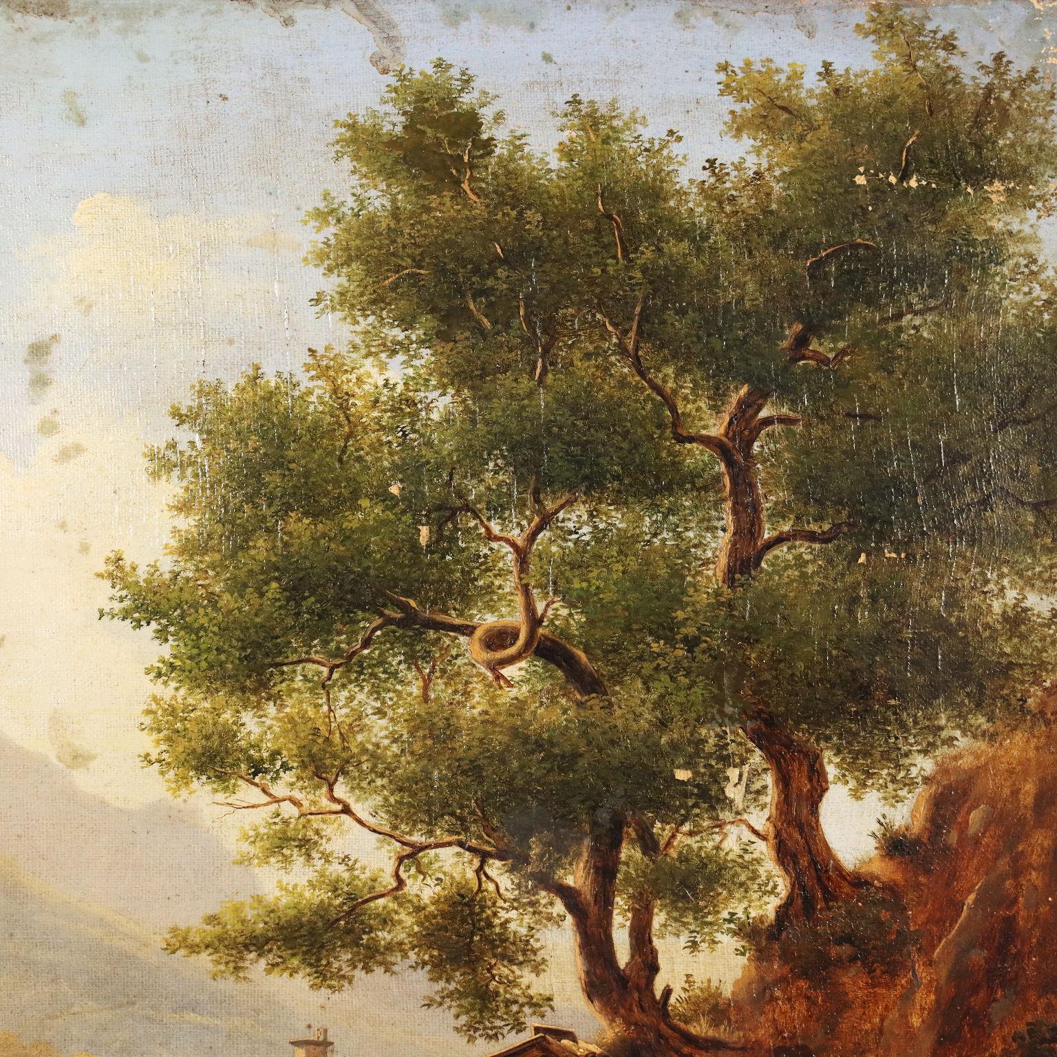 Paesaggio con figure e forno per il pane di Giacomo Micheroux, XIX secolo in vendita 3