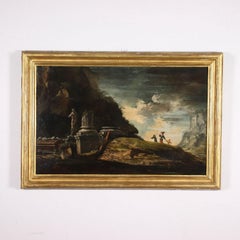 Antique Landscape with Figures and Ruins, XVIIth , XVIIIth century
