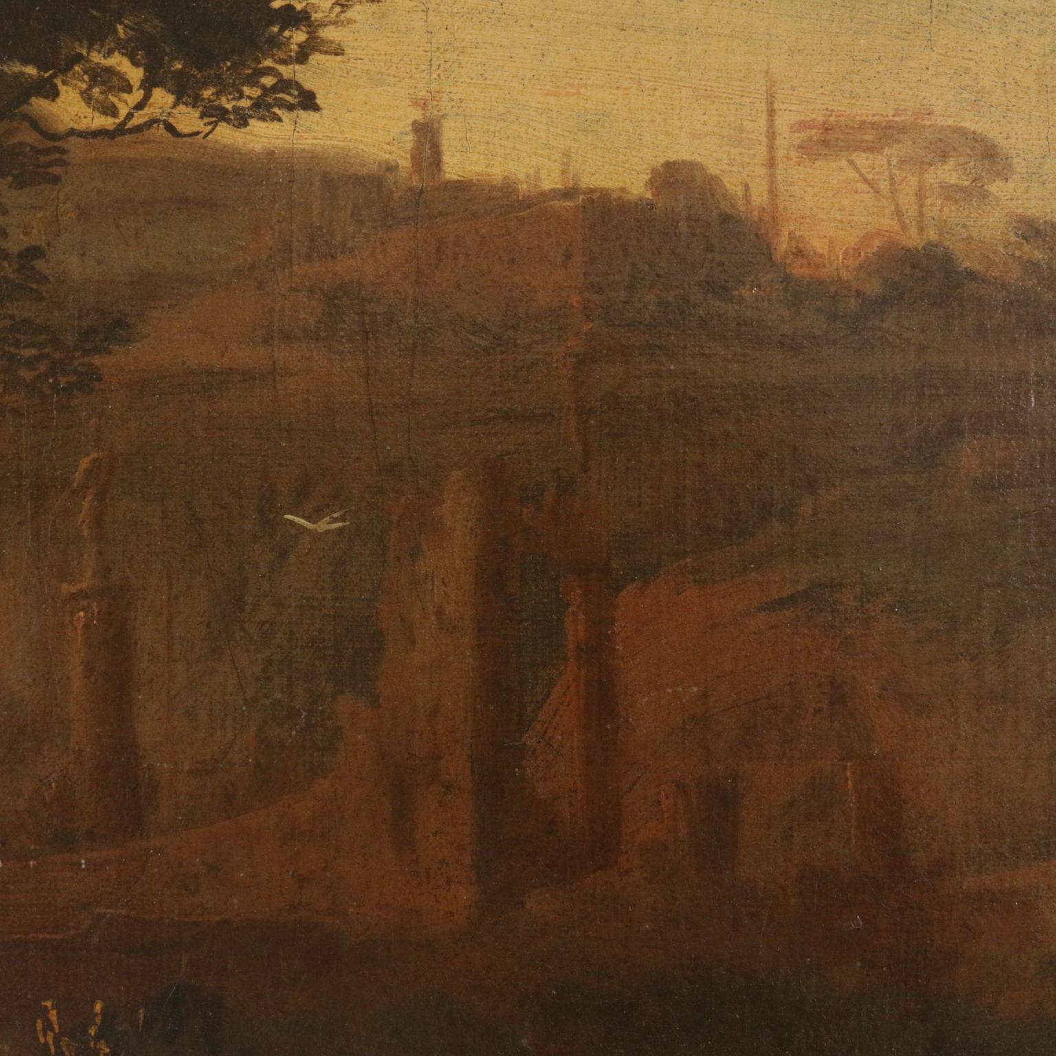 Landscape with Figures, Oil on Canvas, Italian School 18th Century 1