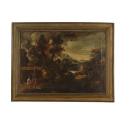 Landscape with Figures Oil Painting on Canvas 17th Century