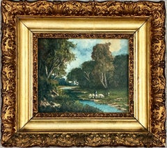 Landscape with Goats at Water’s Edge, Attributed to H.J. Krueger