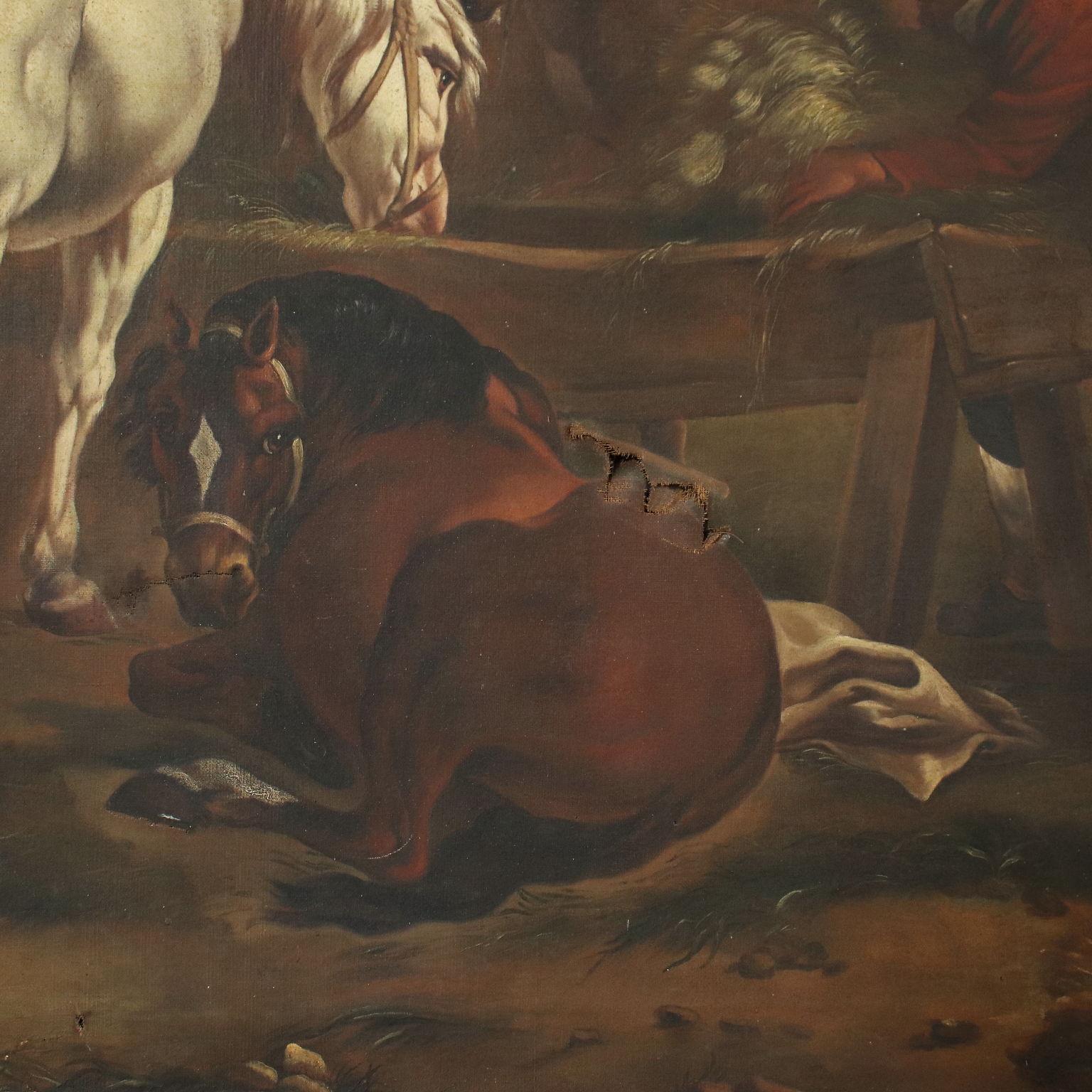 Landscape With Horses Resting - Other Art Style Painting by Unknown