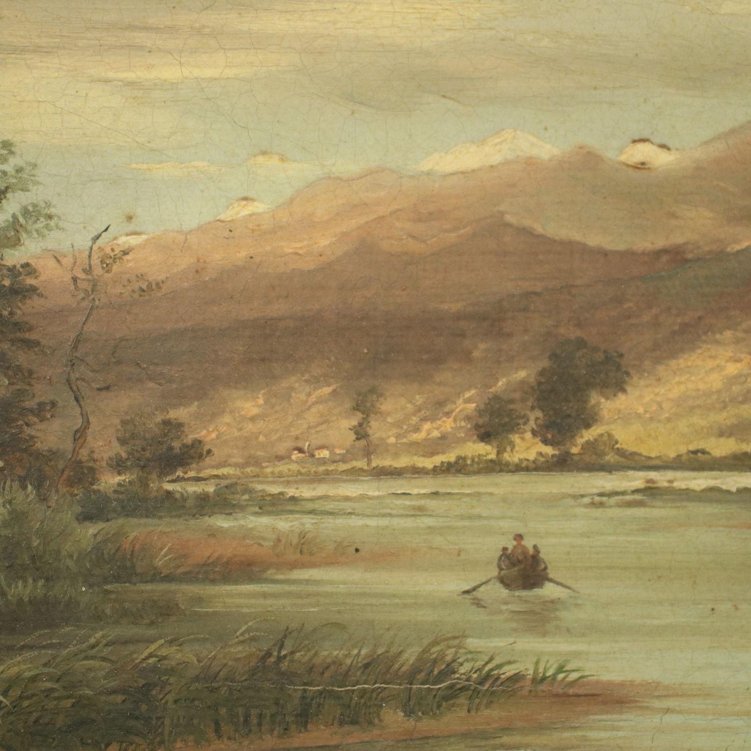 Landscape With Hunters Oil On Canvas 19th Century 1