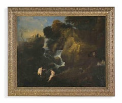 Paesaggio con nudi e cascata - Pittura ad olio  - 17° secolo