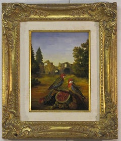 Landscape with Ruins, Parrots & Watermelon (painting) French School 19th Century