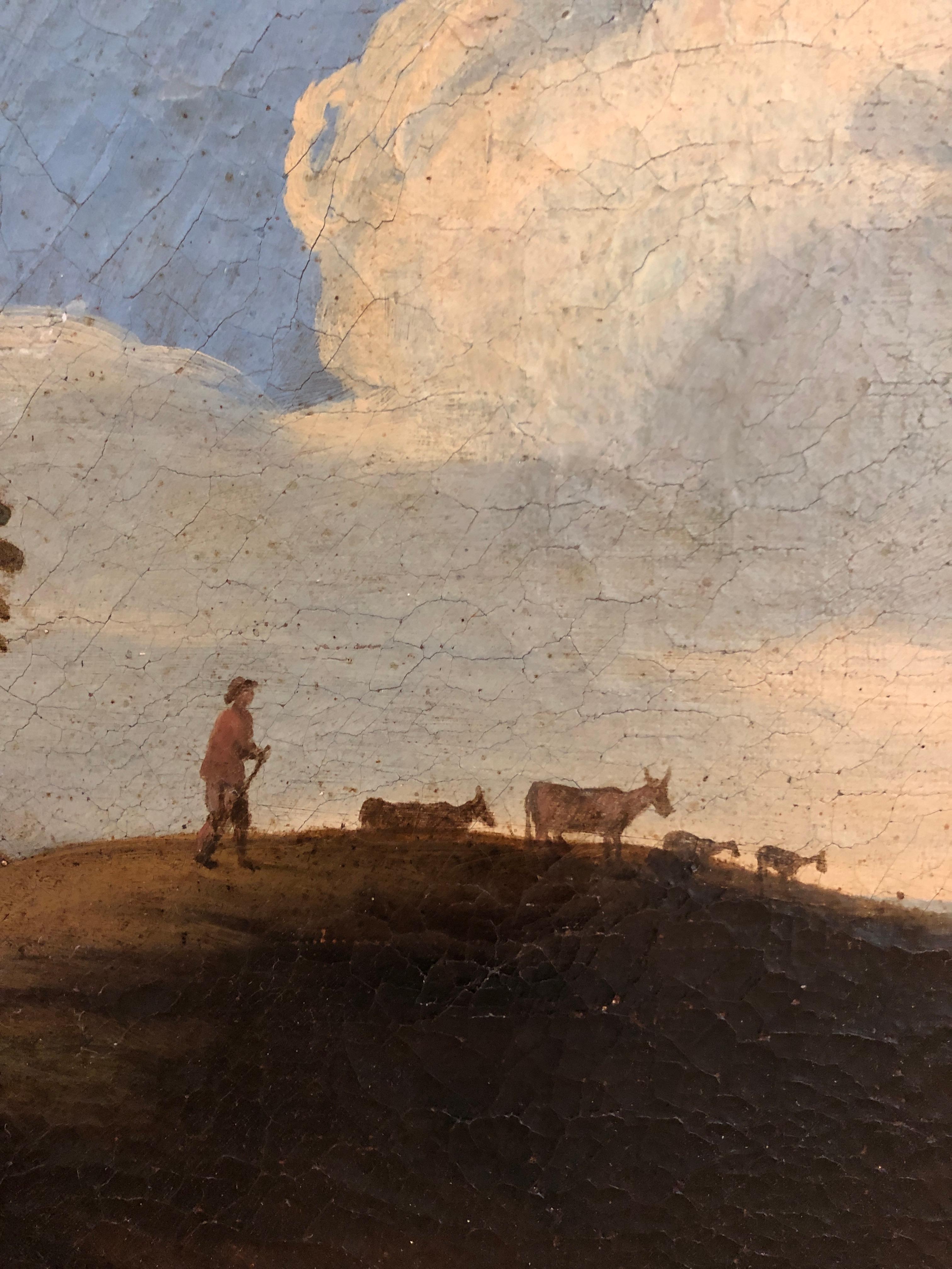 Landscape with Shepherd and Flock - Italian School Painting by Unknown