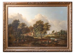 Landscape with Stream - Original Oil on Canvas - 18th Century