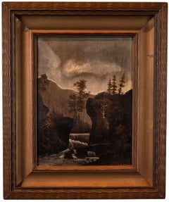 „Landschaft mit Wasserfall“, von J.A. Ölgemälde "Verlobungsring"