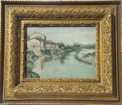 Lanscape with river - Oil Paint - 20th Century