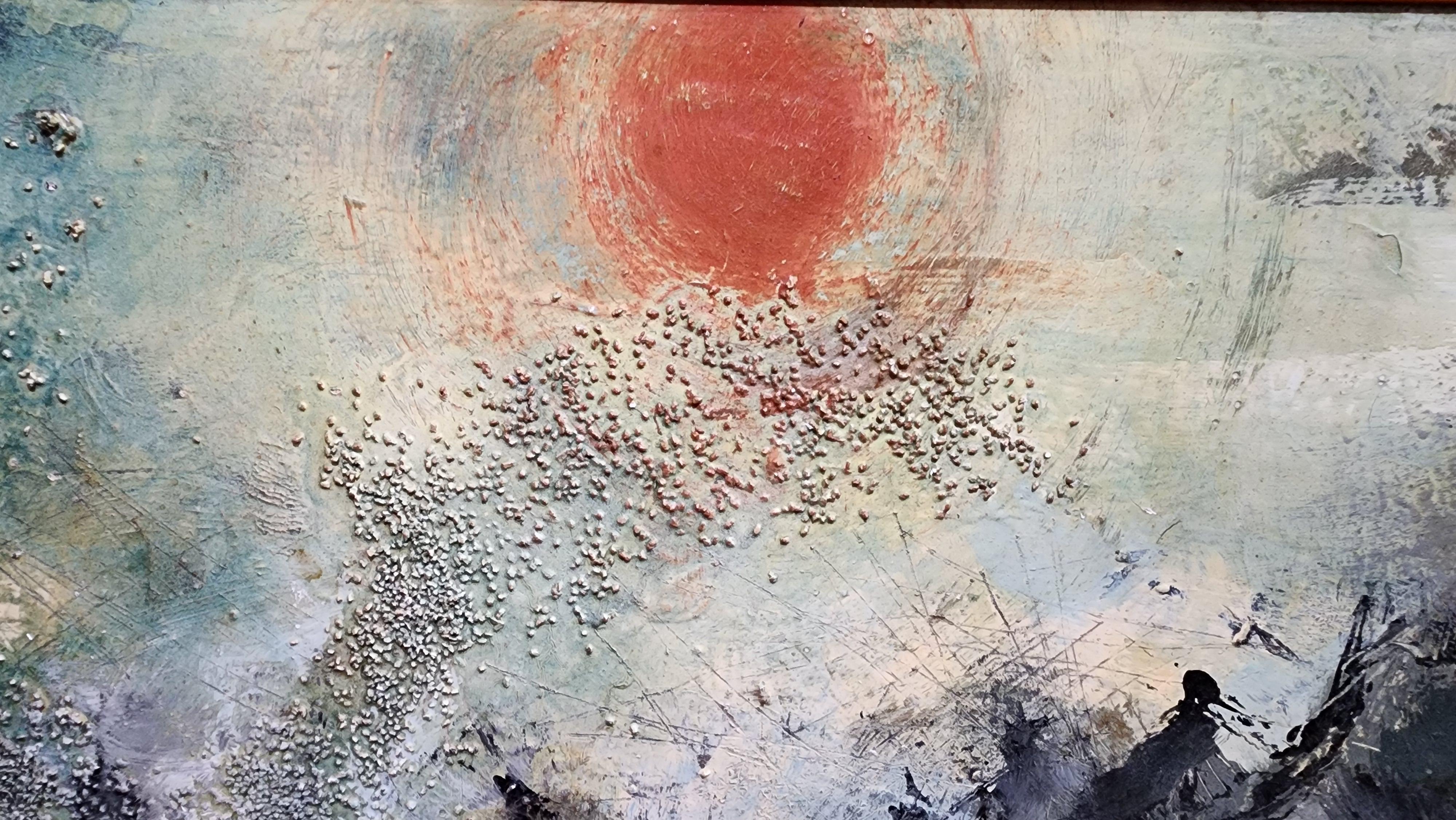 Large 1960s Abstract Oil Painting - Brown Abstract Painting by Unknown