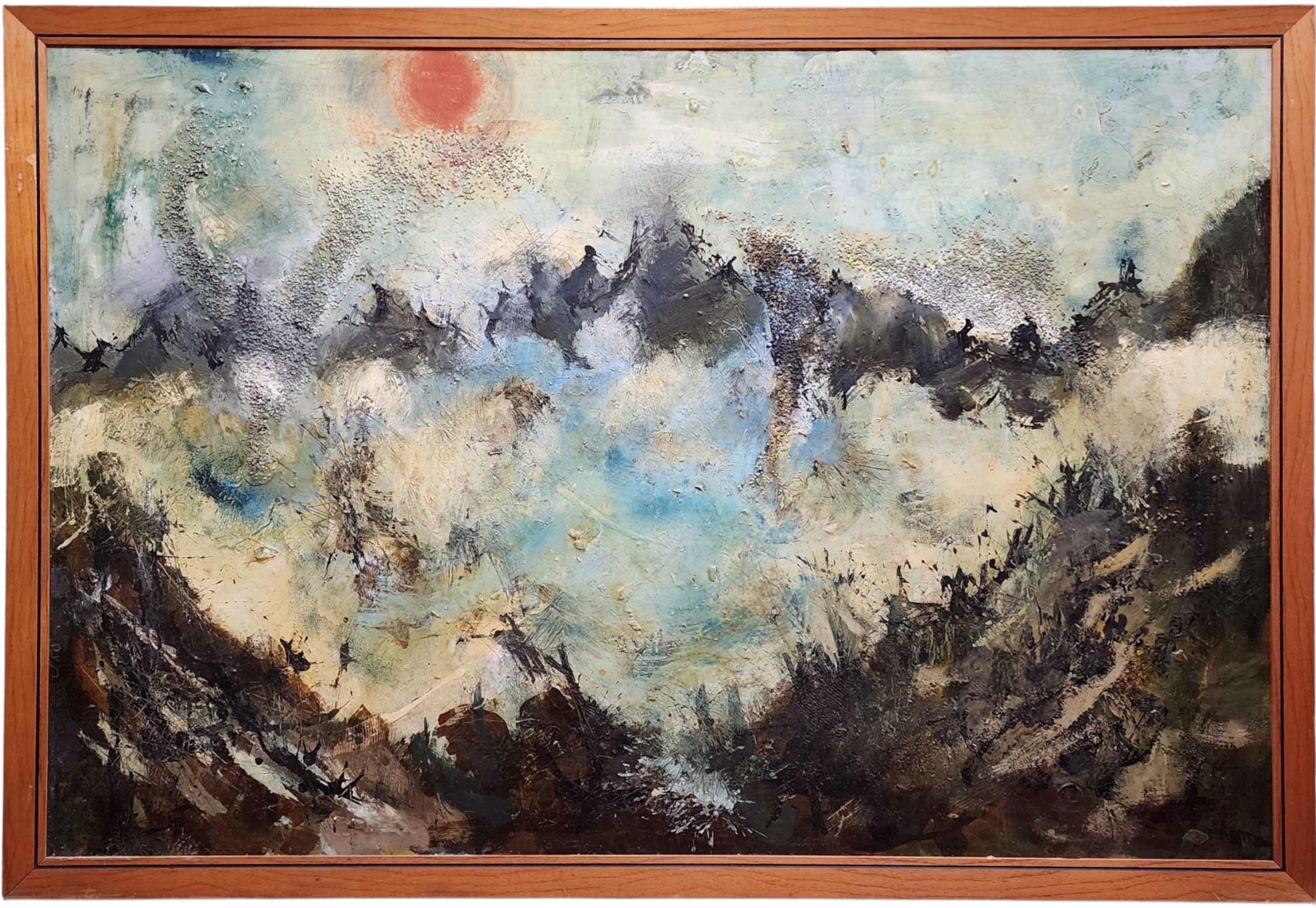 Unknown Abstract Painting - Large 1960s Abstract Oil Painting