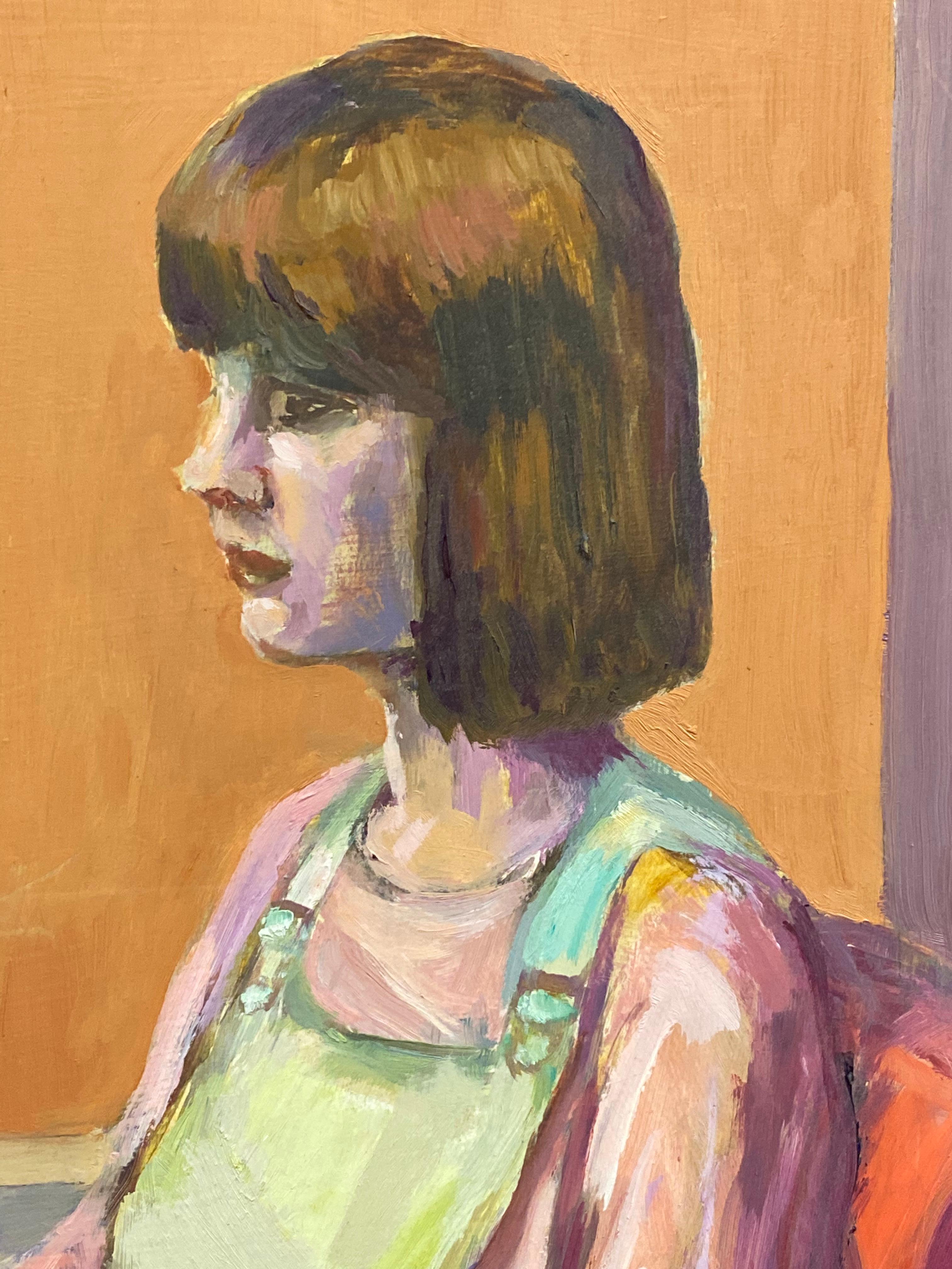 Large 1960's British Original Oil Painting, Female Artist - Brown Figurative Painting by Unknown