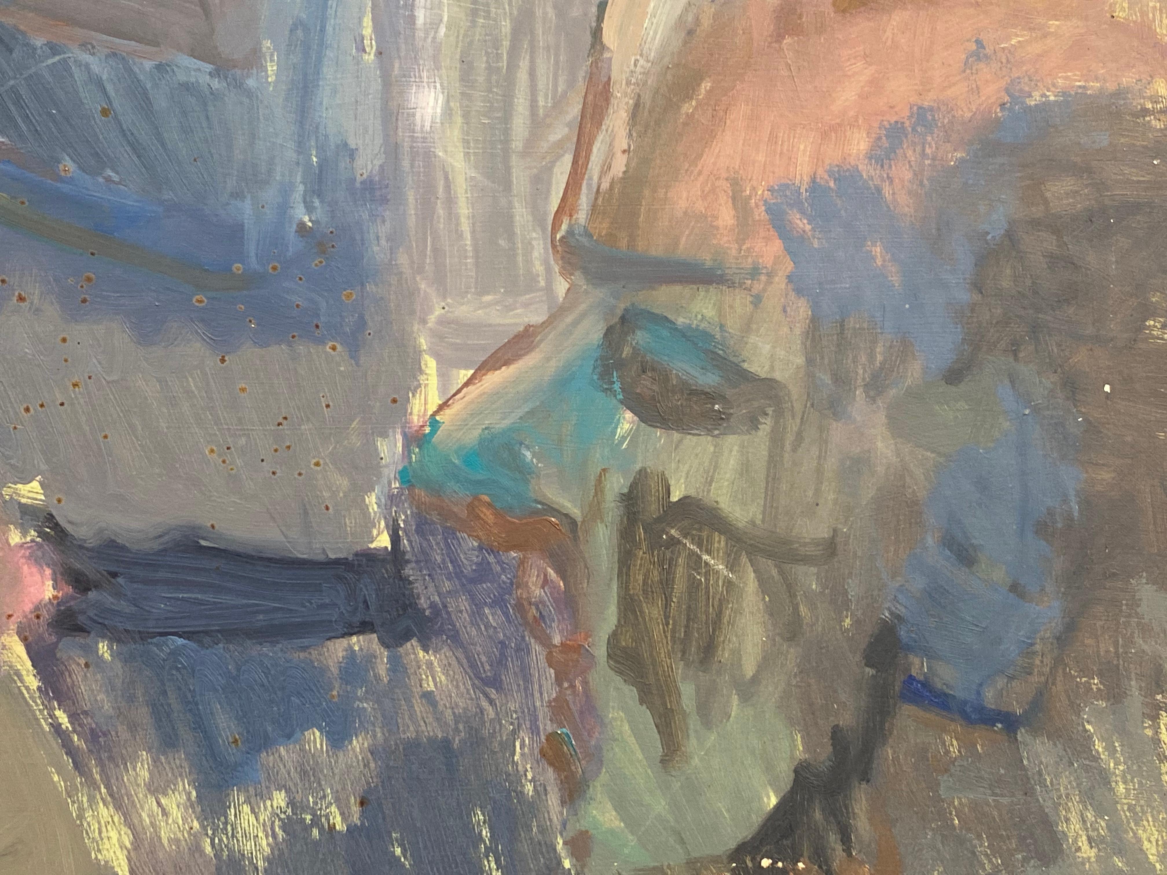 Large 1960's British Portrait of Abstract Male Figure Original Oil Painting For Sale 2