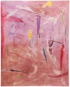 Grande huile sur toile abstraite des années 1970, moderne du milieu du siècle dernier, MCM, colorée, vintage