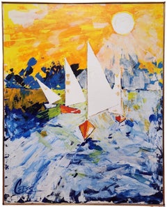 Gran Vela Moderna de los Años 70 en el Sol, Colorido Vintage, Abstracto