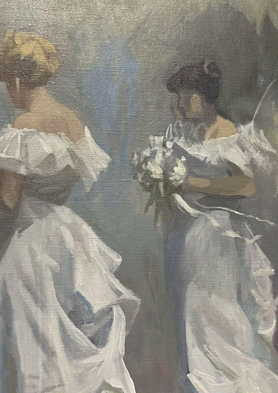 LARGE 1980er SCHWARZES AUSSTELLUNGSkunstwerk DER BRIECHISCHEN IMpressionIST DER OIL - DIE BRIDGE & GRÖßE WEDDING PARTY im Angebot 1