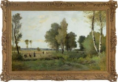 Large 19th-Century Landscape Painting, Plaine De Quevilly, Near Rouen, France