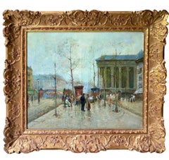 Grand paysage urbain impressionniste français du 19ème siècle - Marché aux fleurs de Paris