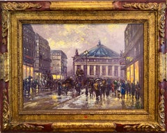 Large 19th century style French impressionist cityscape - L' opera de Paris