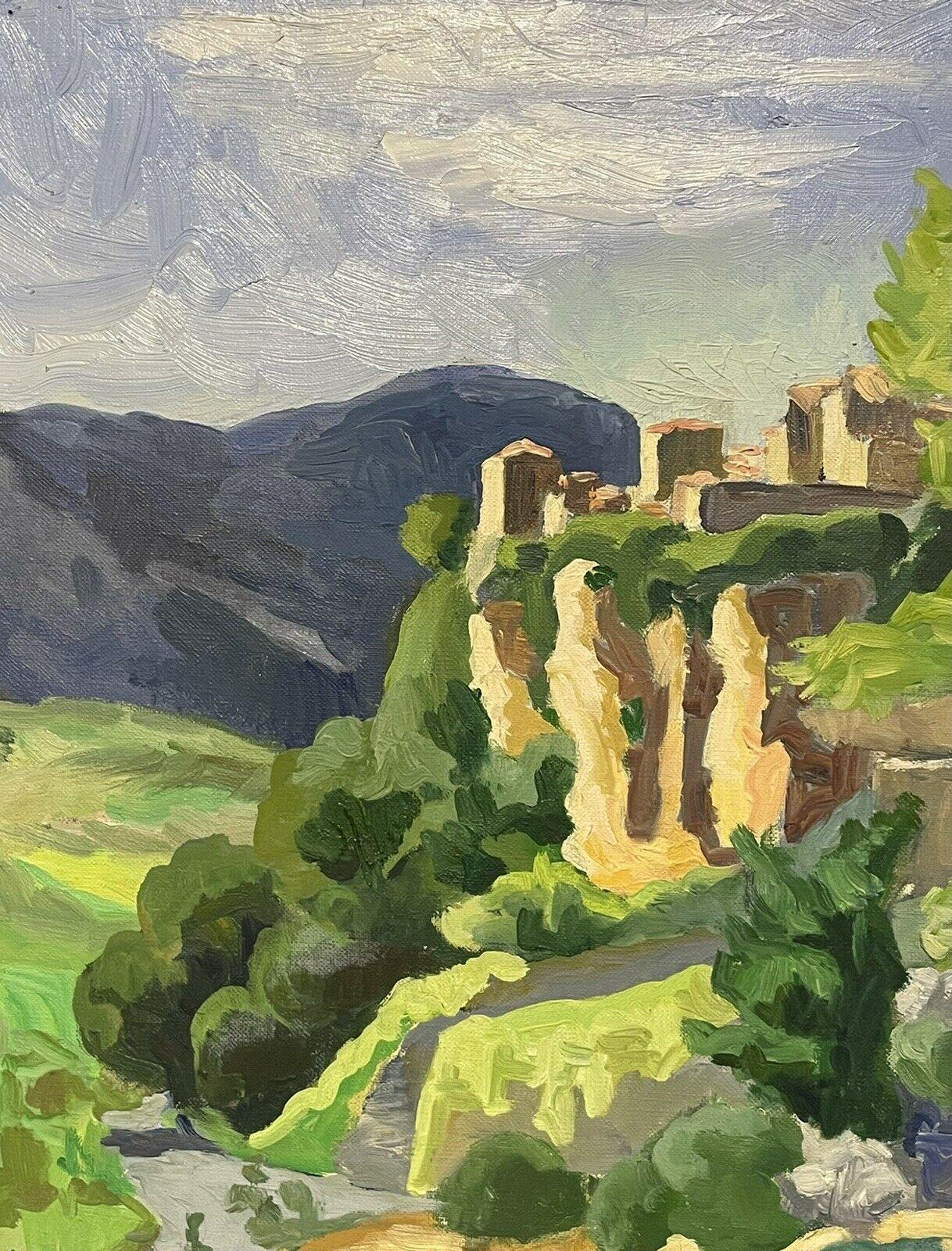 CHATEAU DE PROVENCE IMPRESSIONniste FRANÇAISE DU 20{}E{} SIÈCLE SUR PIÈCE DE RIVIÈRE DE rochers - Impressionnisme Painting par Unknown